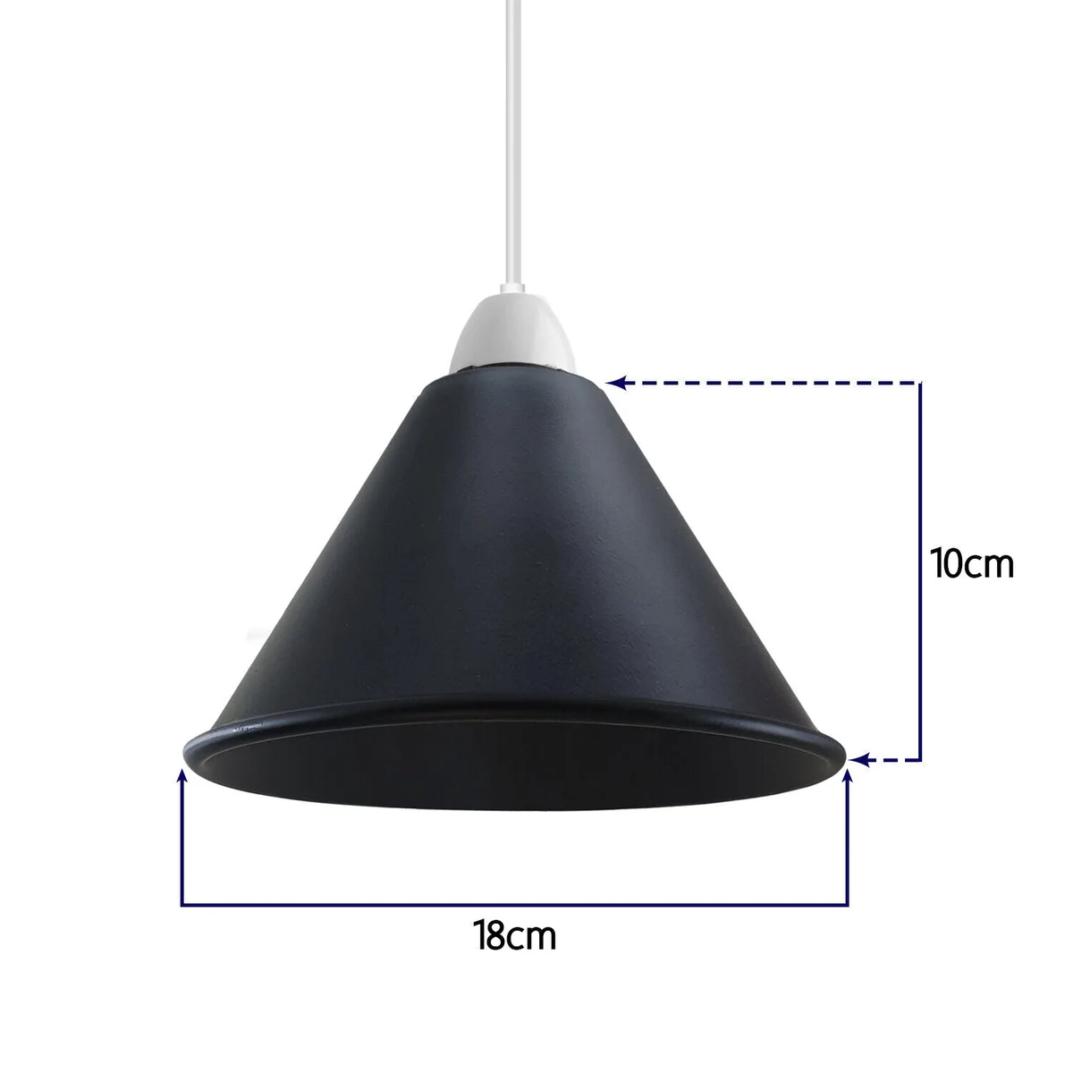 Pair of brushed silver vintage ceiling lamp shades with cone shape, suitable for E27 or B22 bulbs, indoor use