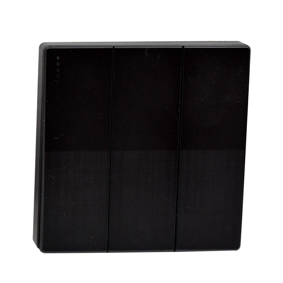 Black 1-gang screwless wall switch with flat plate design, UK standard size, fireproof PC material finish