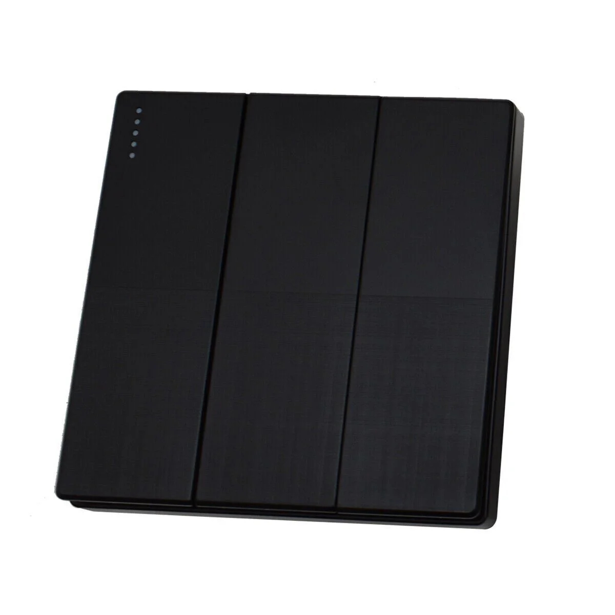 Black finish wall switch with screwless flat plate design, 1/2/3 gang options, UK standard size and high-quality build