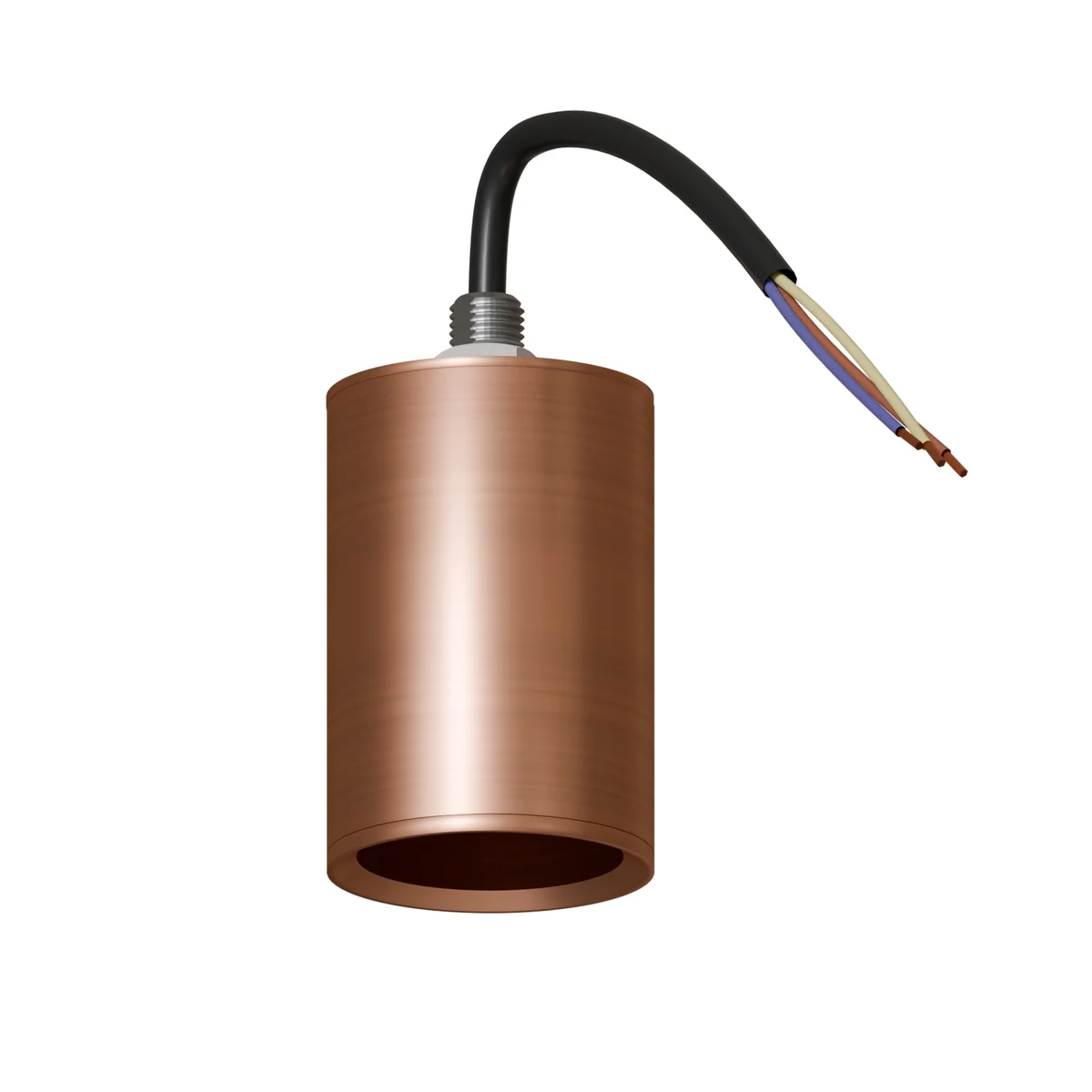 Retro style metal GU10 lamp holder with cylindrical matte finish, suitable for indoor vintage and industrial lighting setups