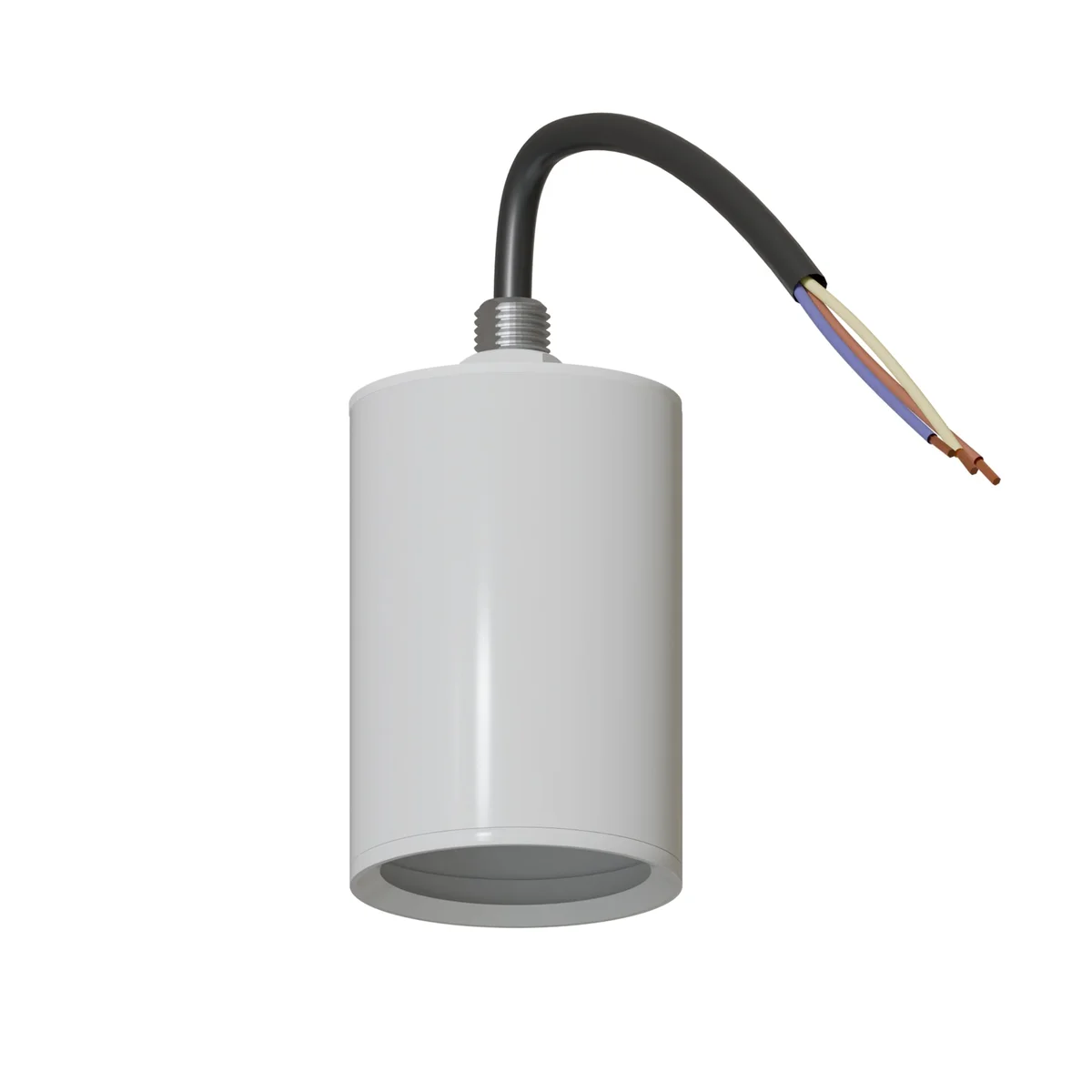 Vintage lamp holder with smooth matte metal finish and cylinder shape, designed for GU10 base bulbs, industrial style