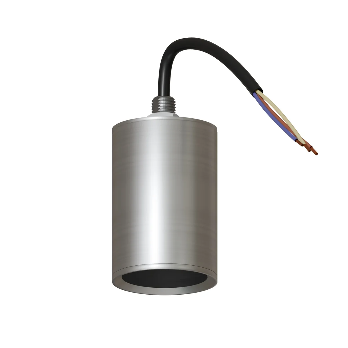 Cylindrical metal bulb holder with smooth matte finish, vintage style, designed for GU10 base bulbs, corrosion-resistant material