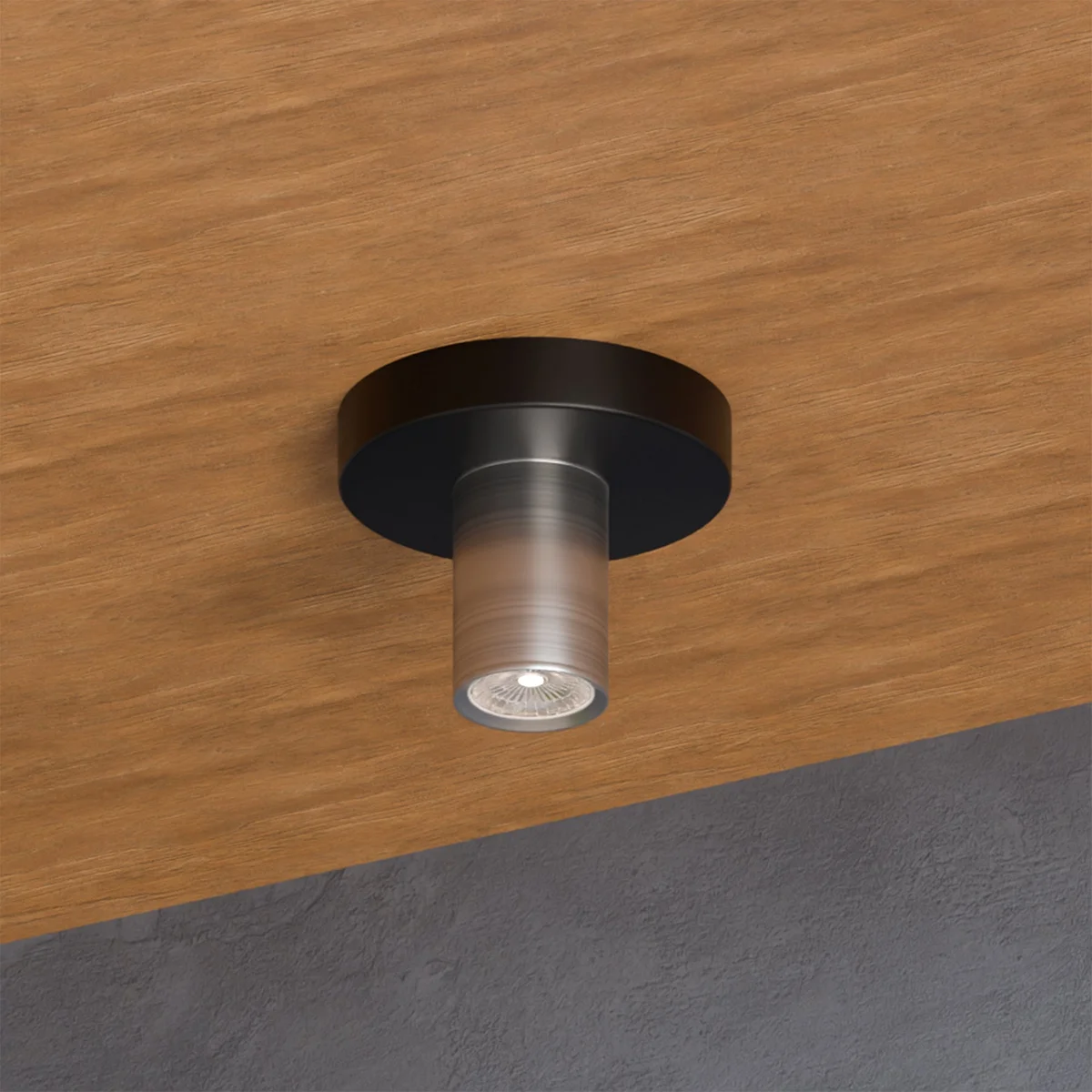 Matte metal GU10 lamp holder with cylinder shape, vintage industrial style, suitable for indoor use, max 60W bulbs.