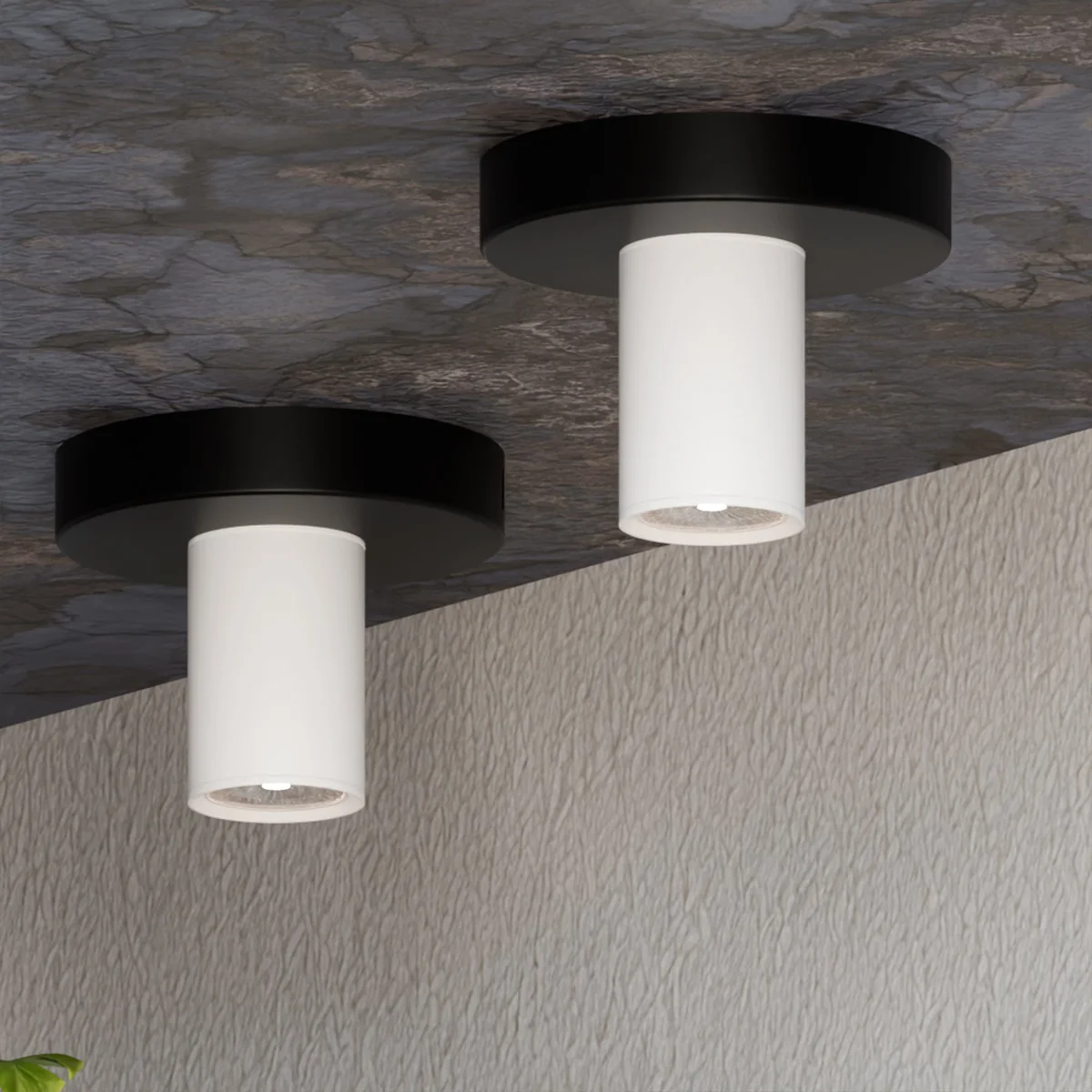 Matte metal GU10 lamp holder with industrial retro design, cylinder shape, suitable for standard GU10 bulbs up to 60W