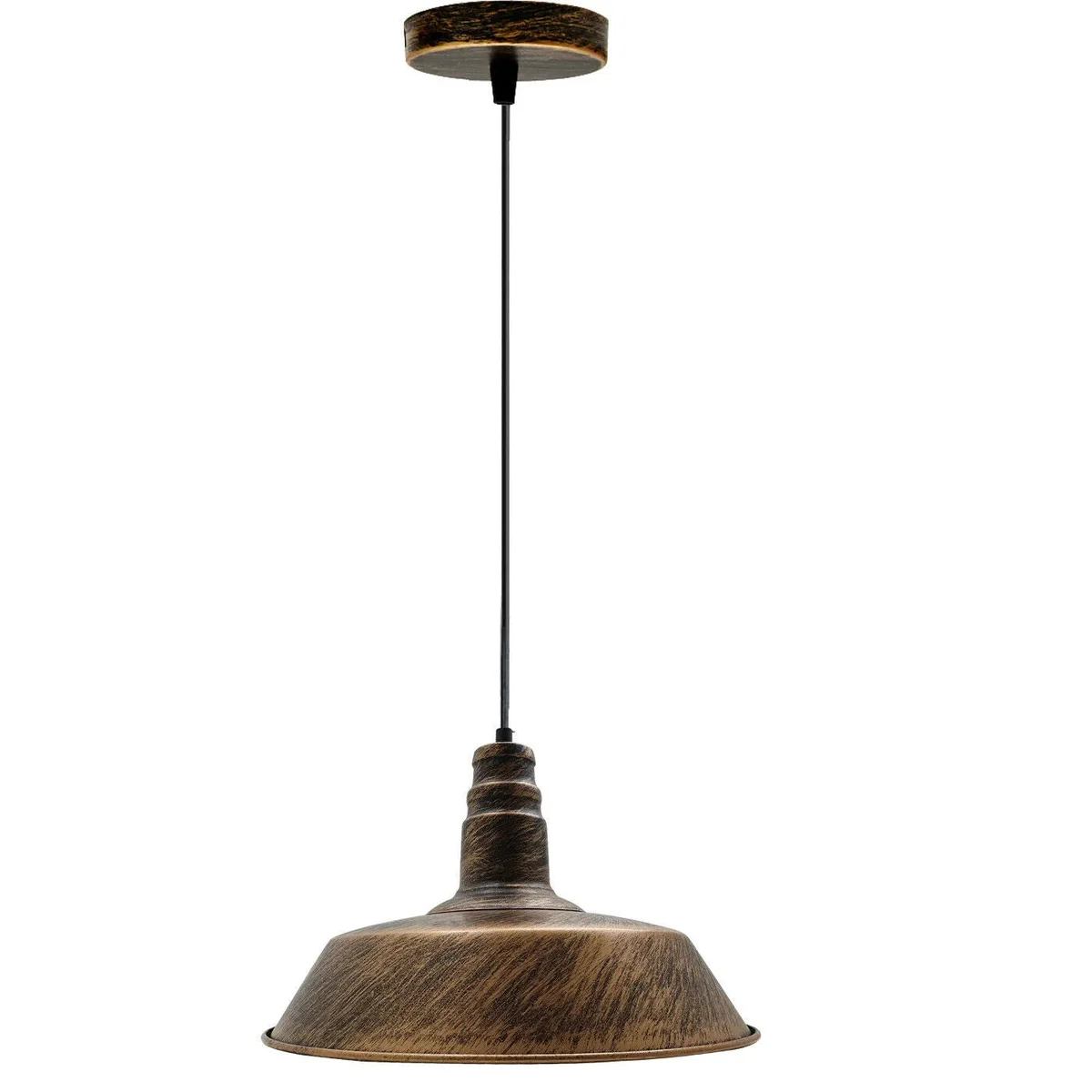Vintage copper ceiling light pendant with brushed metal finish and adjustable 95cm hanging cable against white background