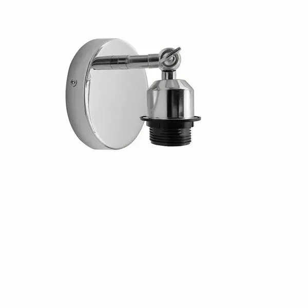 Retro industrial adjustable metal E27 wall lamp with chrome finish mounted on white wall, ideal for modern interiors