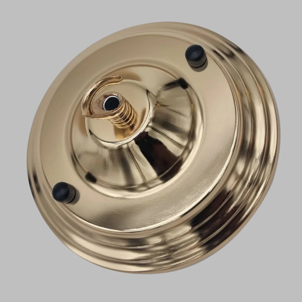 Round 140mm metal ceiling rose with hook and screws, vintage industrial style pendant light fitting accessory