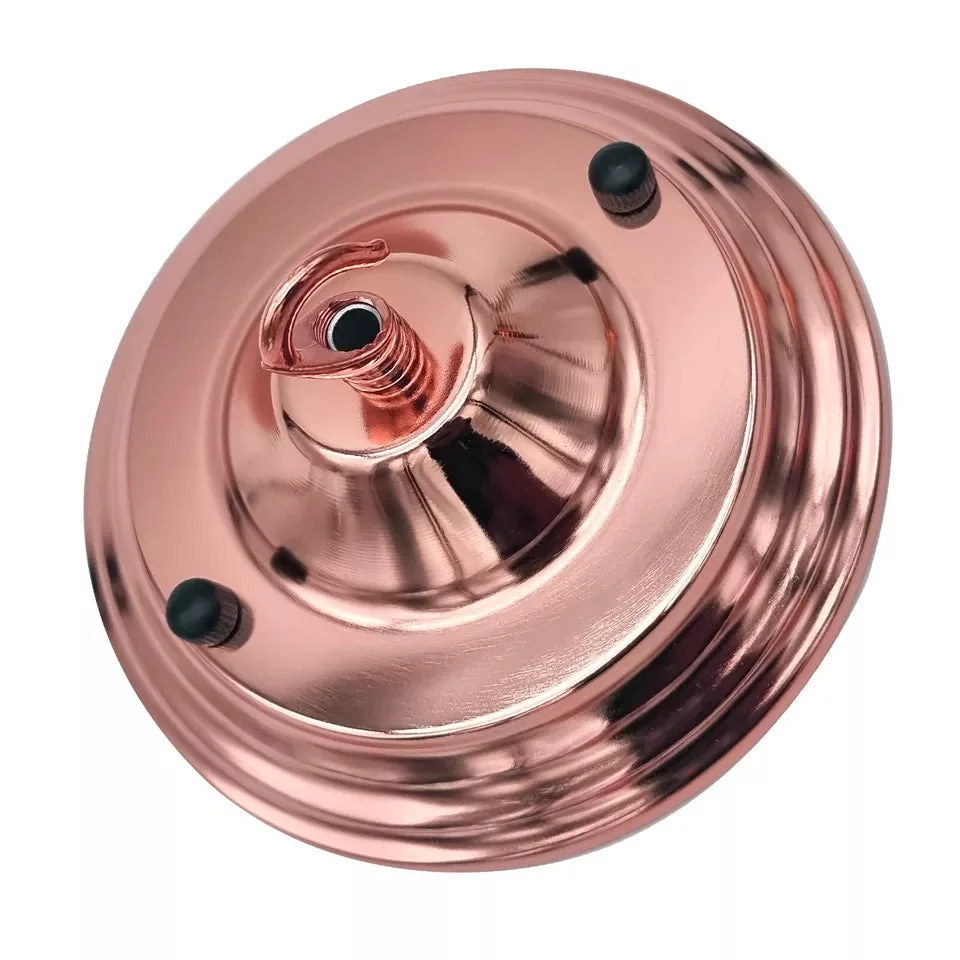 Round metal vintage pendant ceiling hook plate in industrial retro style, 140mm diameter with mounting screws visible