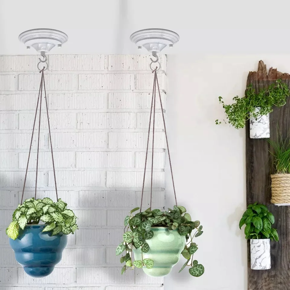 Round metal vintage ceiling hook plate 140mm diameter with easy fit ceiling hook and mounting screws on white background