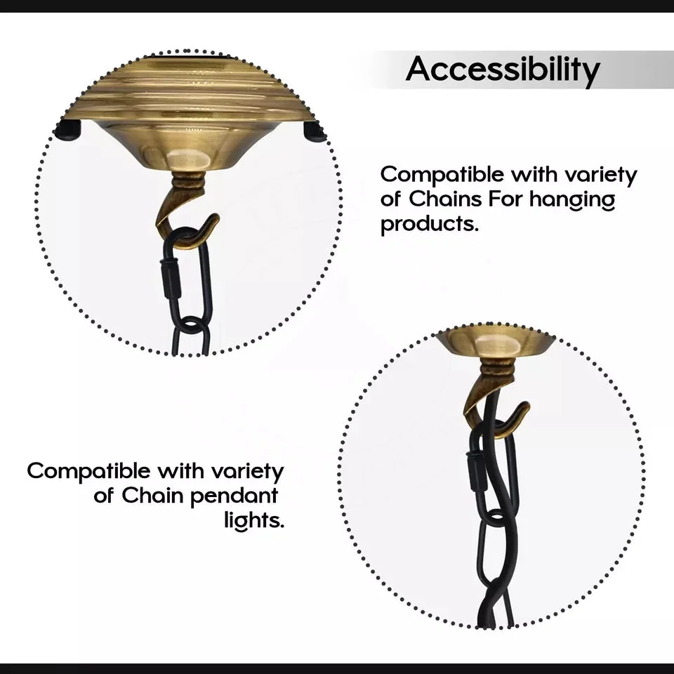 Round metal ceiling hook light fitting with 140mm diameter, industrial retro style, shown with mounting screws on white background