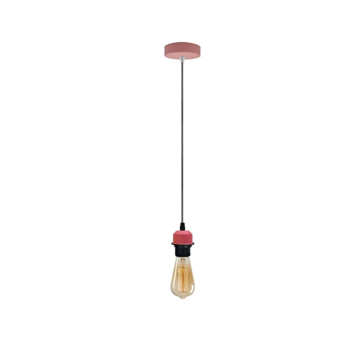 Pink E27 dimmable pendant fitting with 1m adjustable cord and ceiling rose, ideal for nurseries or children’s rooms