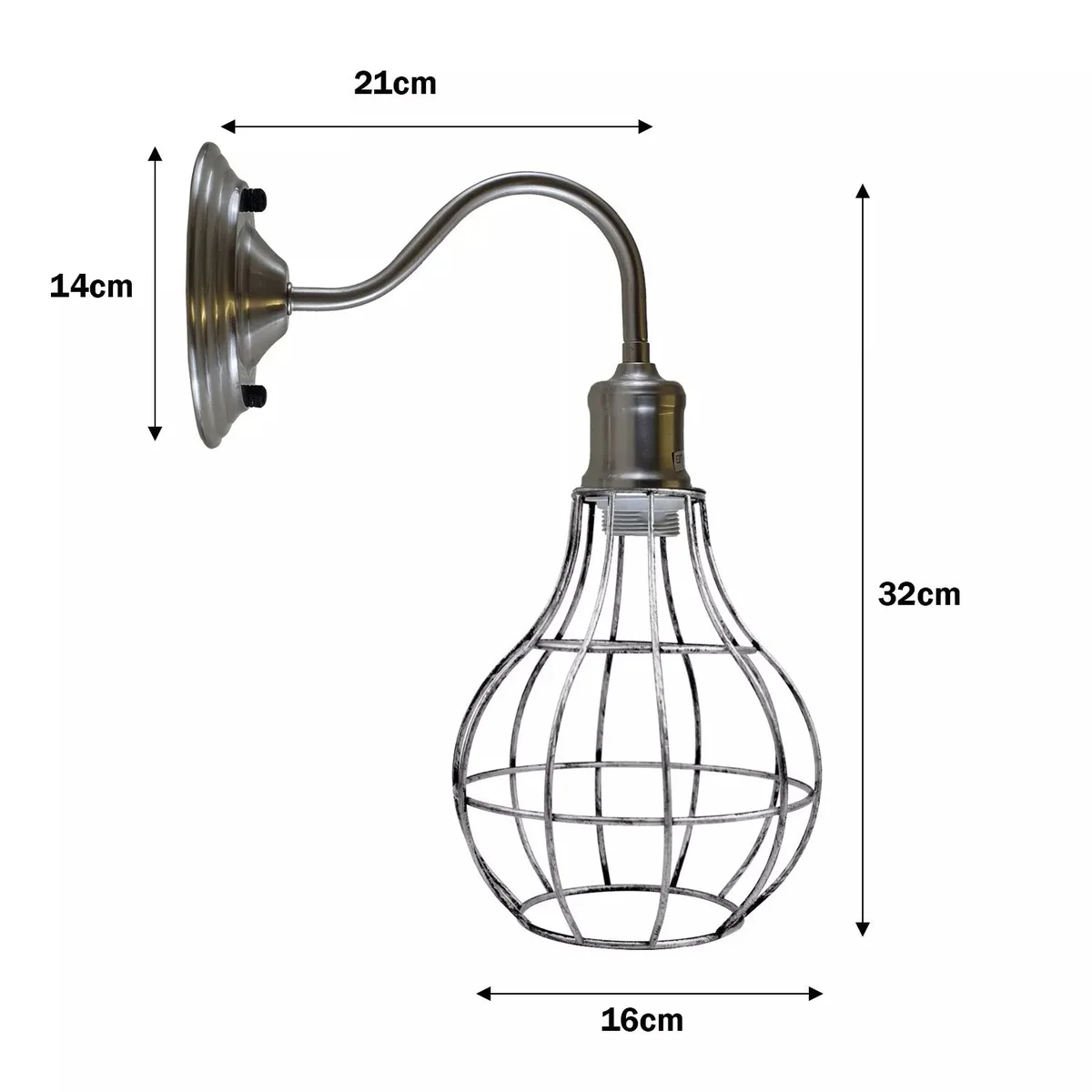 Copper and rustic red metal cage wall sconce with vase-shaped lamp, styled as retro industrial lighting