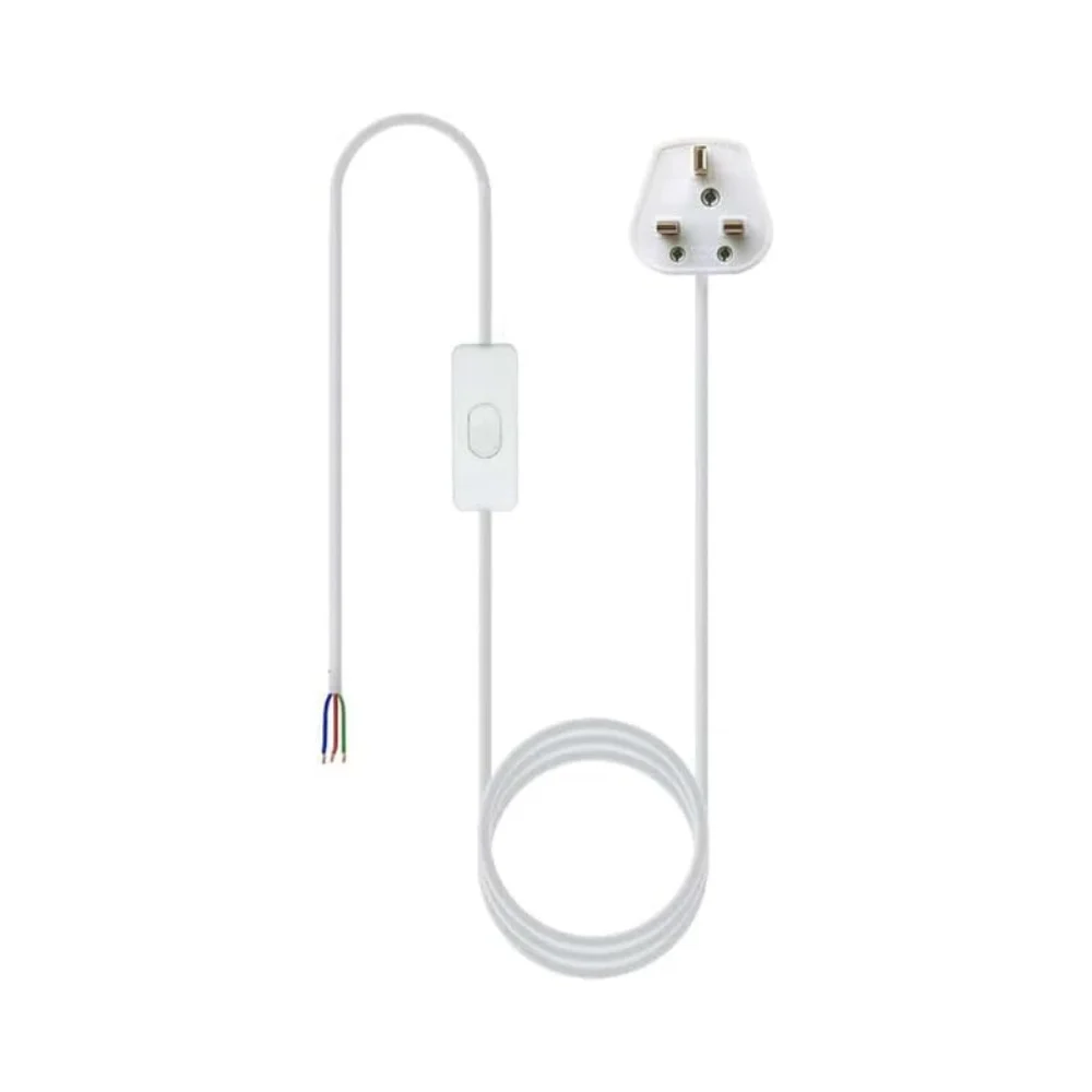 Modern single-head adjustable cable pendant light with metal holder and on/off switch, 2m PVC hanging cable plugged in wall socket