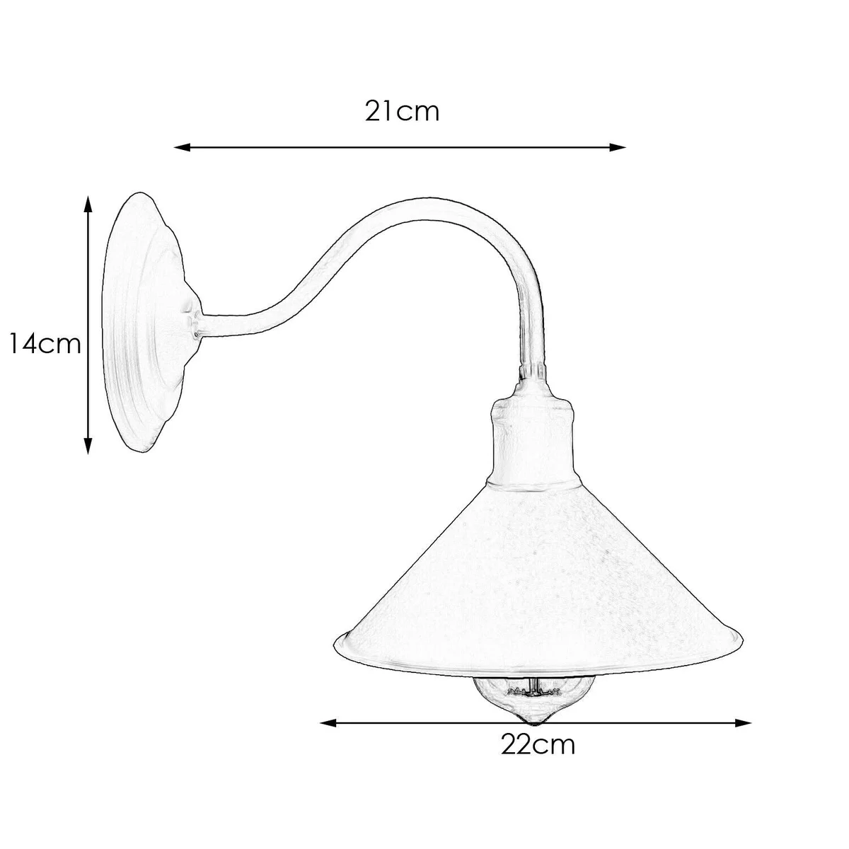 Copper metal wall sconce with a cone shape lamp, stylish industrial design, and curved swan neck arm mounted on wall