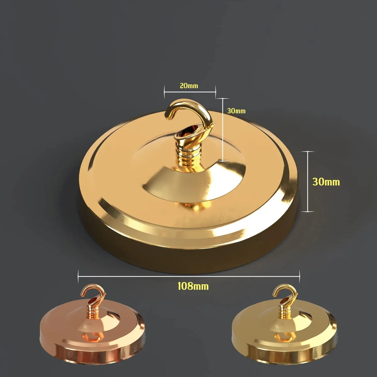 Vintage metal ceiling rose with hook 108mm diameter, designed for light fitting installation with pre-drilled holes