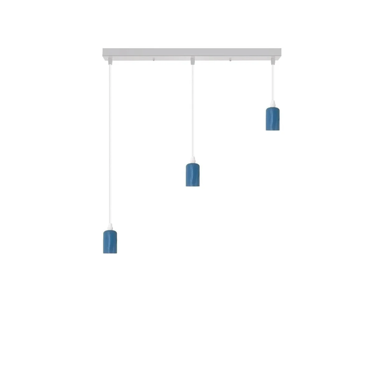 Vintage-style 3-bulb ceiling pendant light with metal frame and three hanging filament bulbs on adjustable cables
