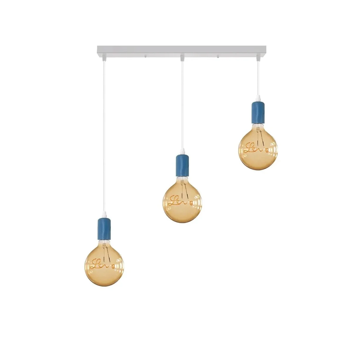 Vintage style 3-bulb ceiling pendant light with metal frame and adjustable cables, suitable for indoor use