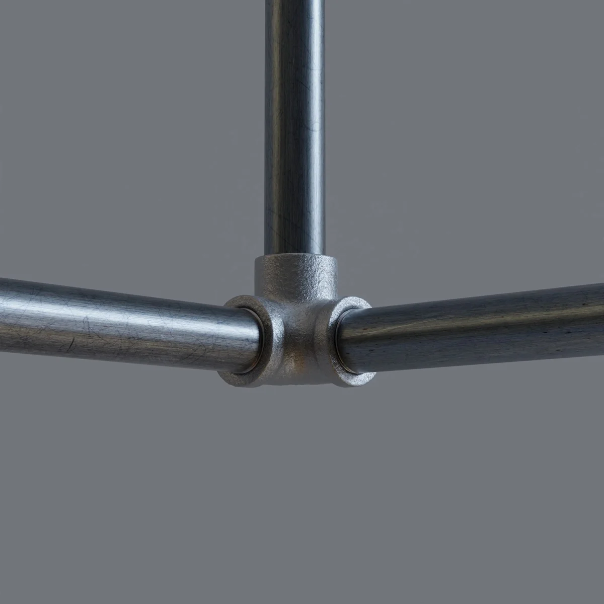Galvanised 3-way BSP threaded pipe fitting with side outlet elbow in malleable iron for industrial lighting projects