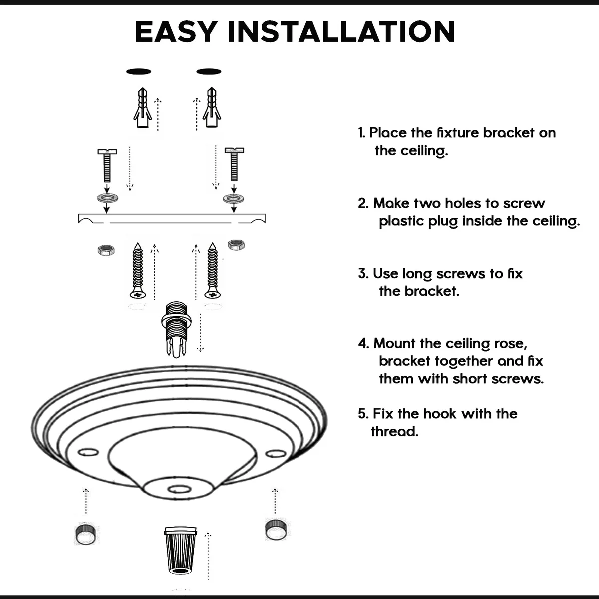 140mm metal ceiling rose for chandeliers with single outlet, cord grip, and earth tag in metallic finish