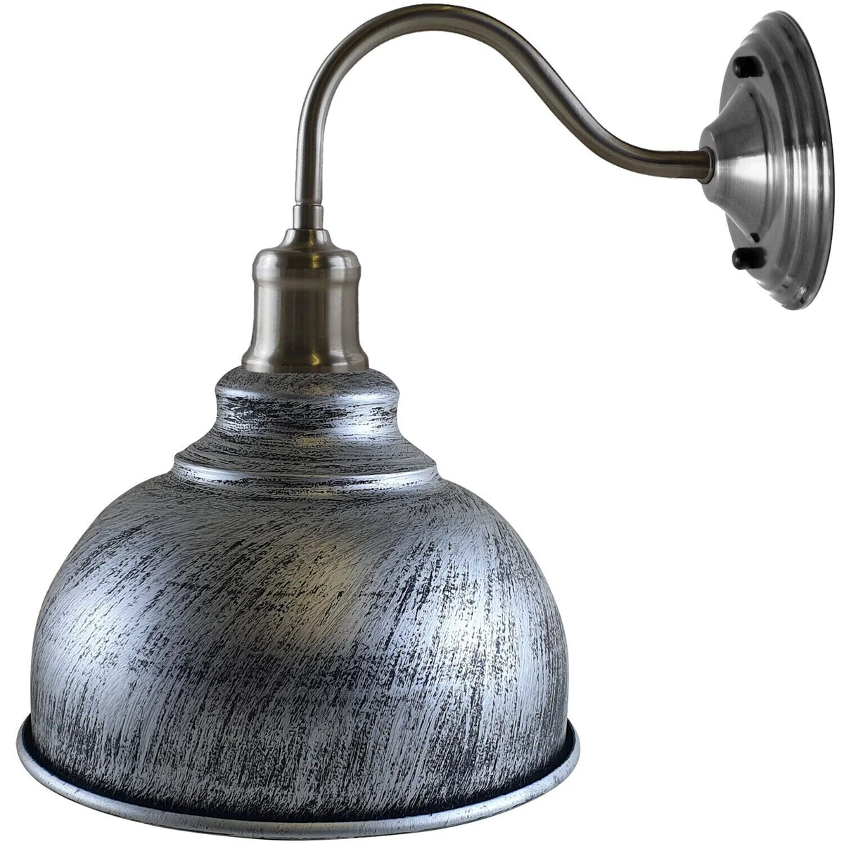 Modern indoor wall light with swan neck arm, black metal finish, E27 lamp base, and rectangular ceiling plate.