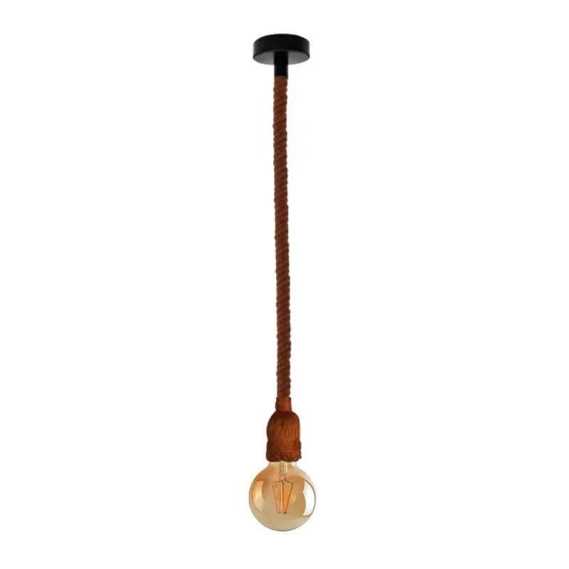 Vintage style hemp rope pendant light with E27 holder and 1m adjustable hemp rope hanging from ceiling rose