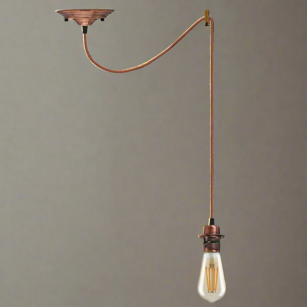 Industrial hemp rope E27 bulb chandelier with metal spider design and adjustable fabric cable hanging from ceiling