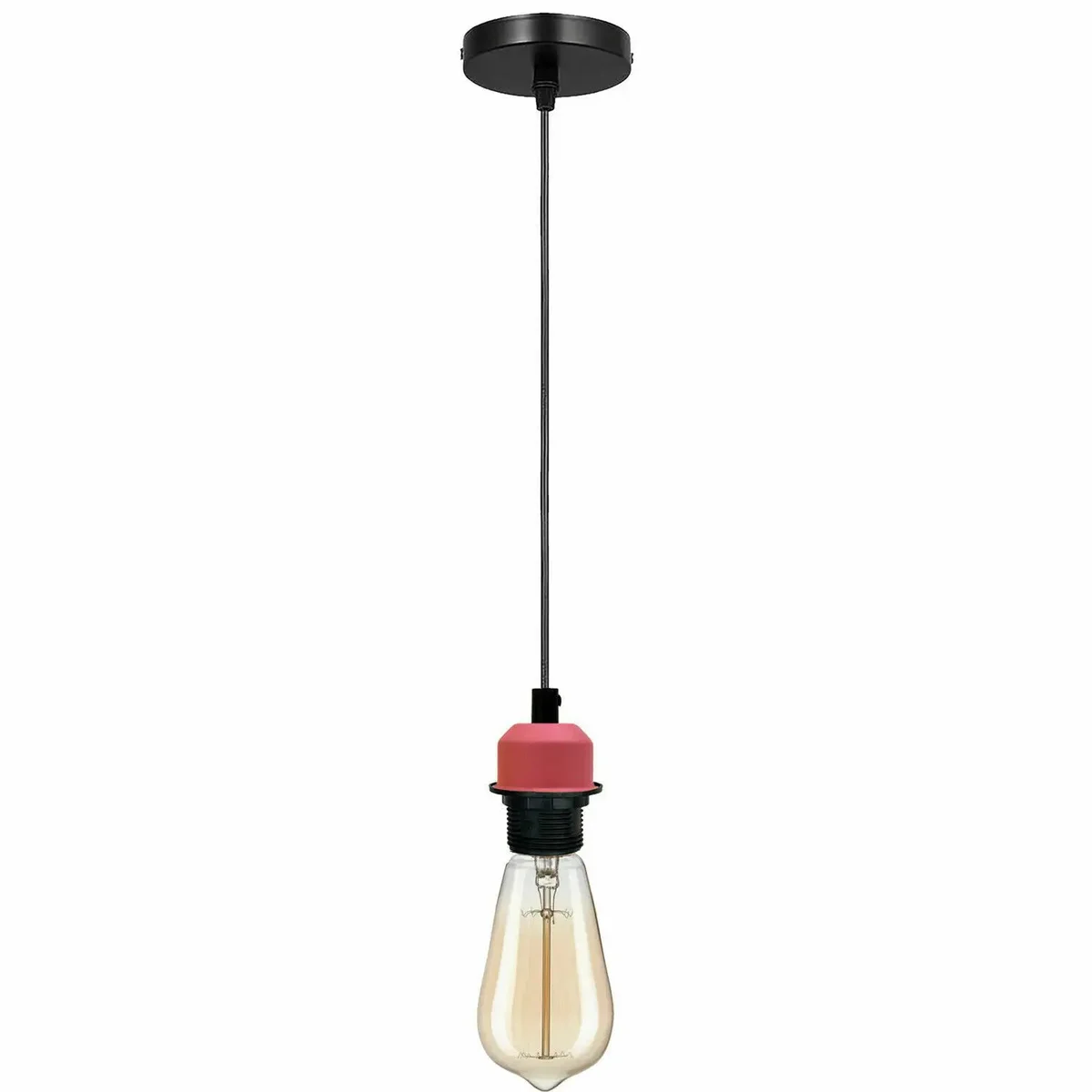 Modern industrial dimmable pendant light kit with 95cm adjustable cable and E27 lamp holder, metal and PVC materials