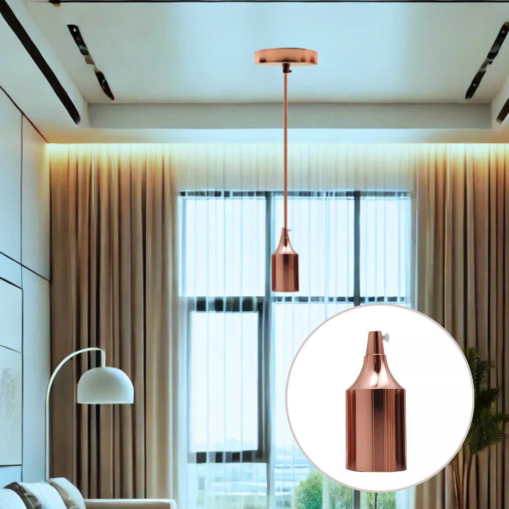 Rose gold E27 bulb holder in vintage bottle shape, metal construction, 9.5cm x 4.5cm, suitable for standard bulbs