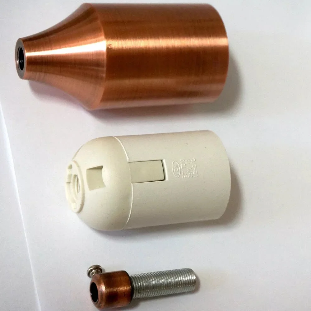 Rose gold vintage bulb socket in bottle shape, metal E27 holder for vintage lighting fixtures, 9.5cm x 4.5cm