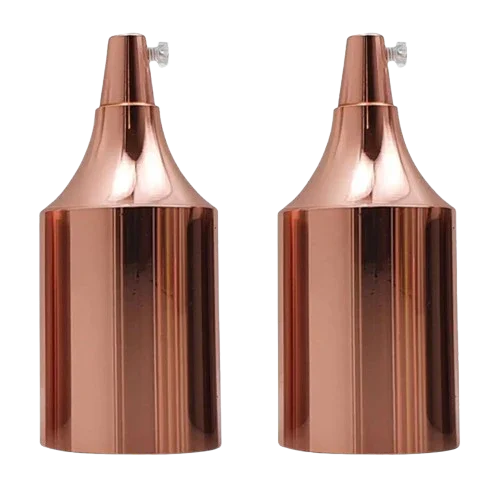 Rose gold E27 bottle shape lamp holder for vintage style lighting, metal socket for custom bulb fixtures, 9.5cm x 4.5cm