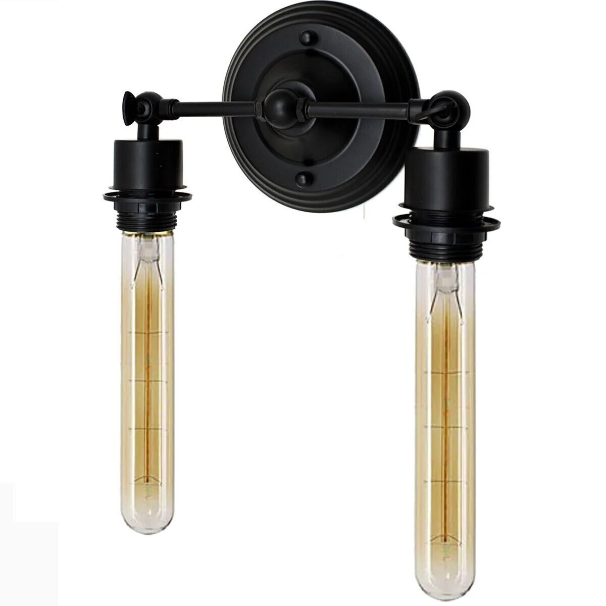 LED wall light featuring an adjustable metal cage, vintage industrial design in black or copper finish.