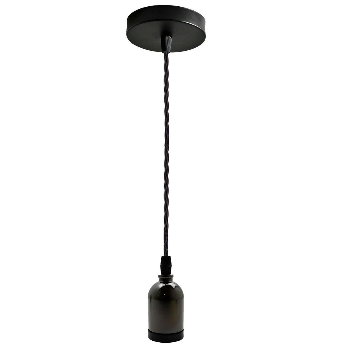 E27 cluster adjustable pendant light with gold twisted fabric flex and metal ceiling rose in vintage industrial style