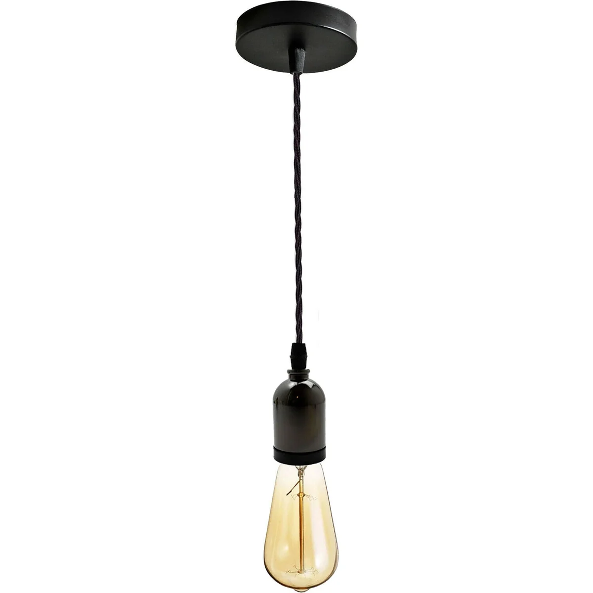 Four-light cluster ceiling pendant with gold twisted wire and metal fixtures in industrial style lighting design