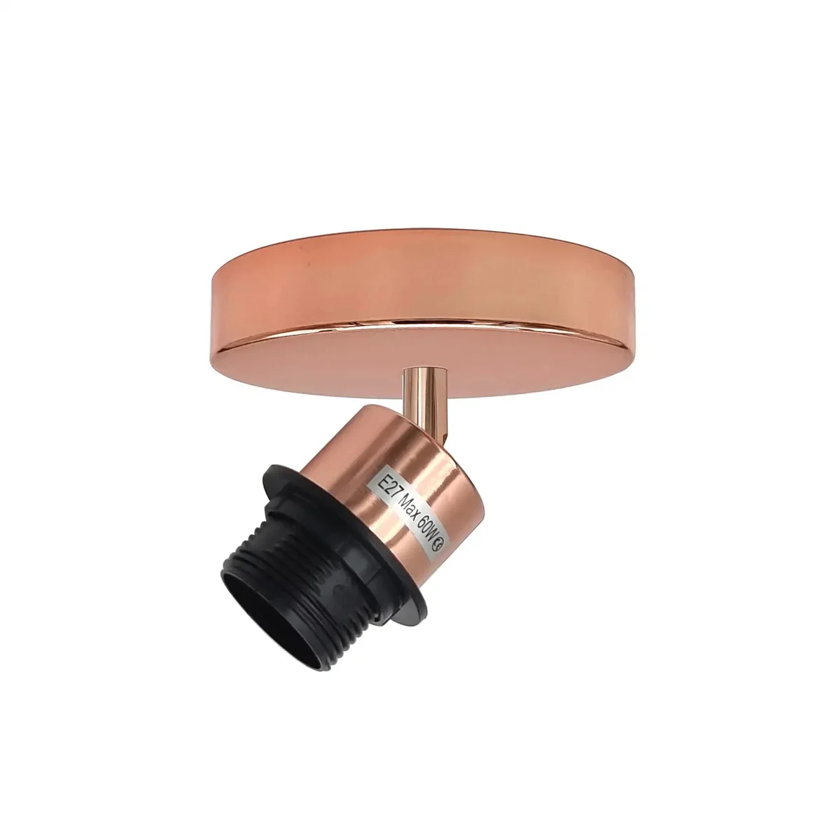 Vintage industrial adjustable indoor ceiling light with metal finish and single E27 bulb socket mounted flush on ceiling