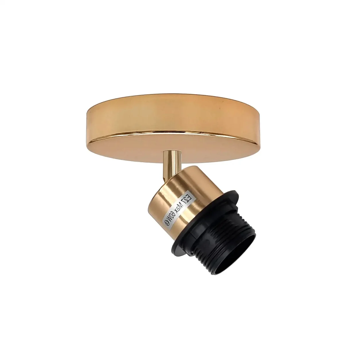 Vintage industrial style adjustable ceiling light with metal finish mounted on a white ceiling indoors
