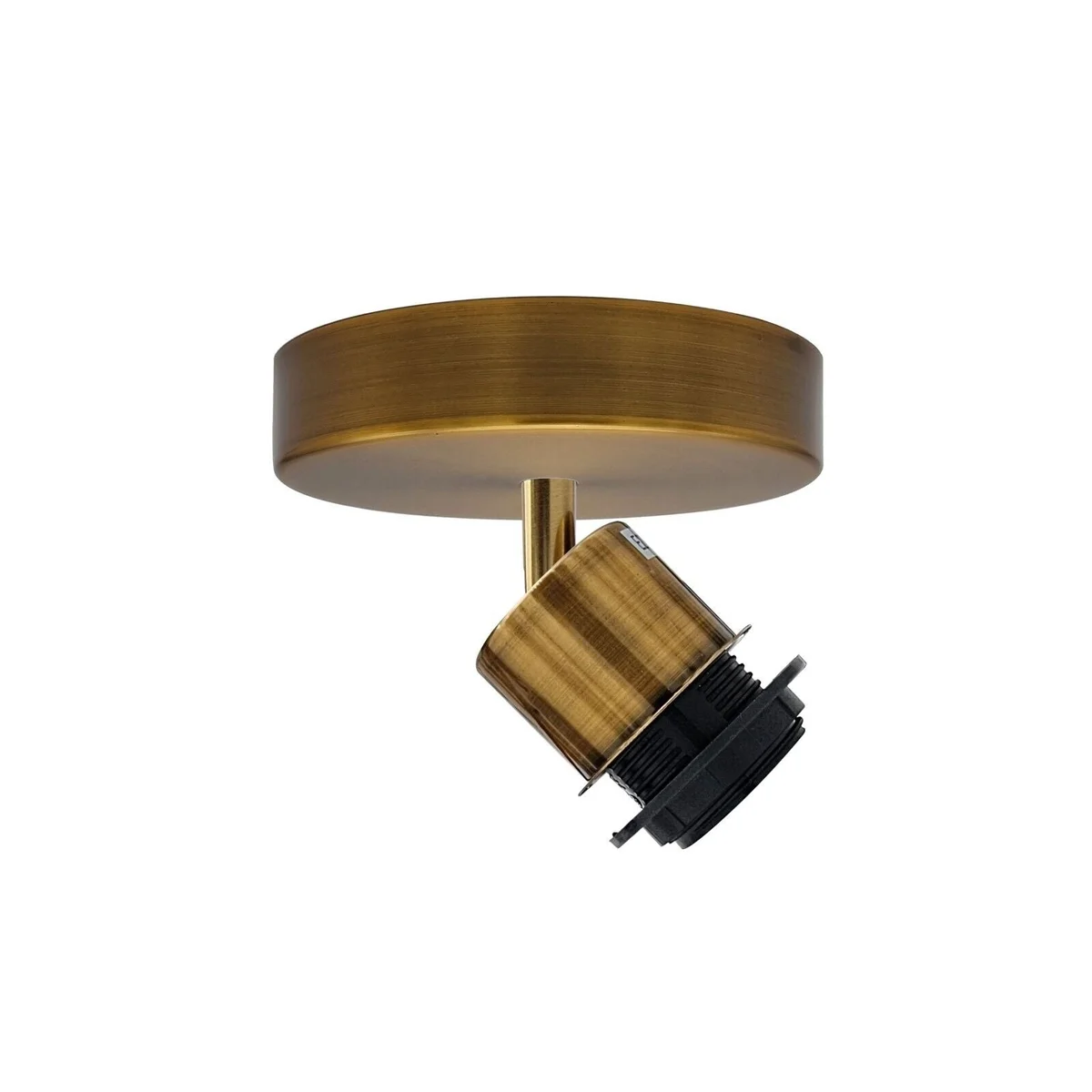 Adjustable industrial vintage light with black metal finish, flush ceiling and wall mount, 180-degree rotatable arm
