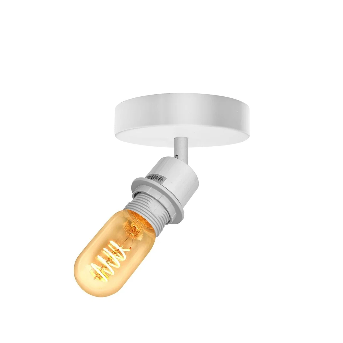 Adjustable retro LED ceiling light with black metal finish and multi-directional arm mounted on white ceiling
