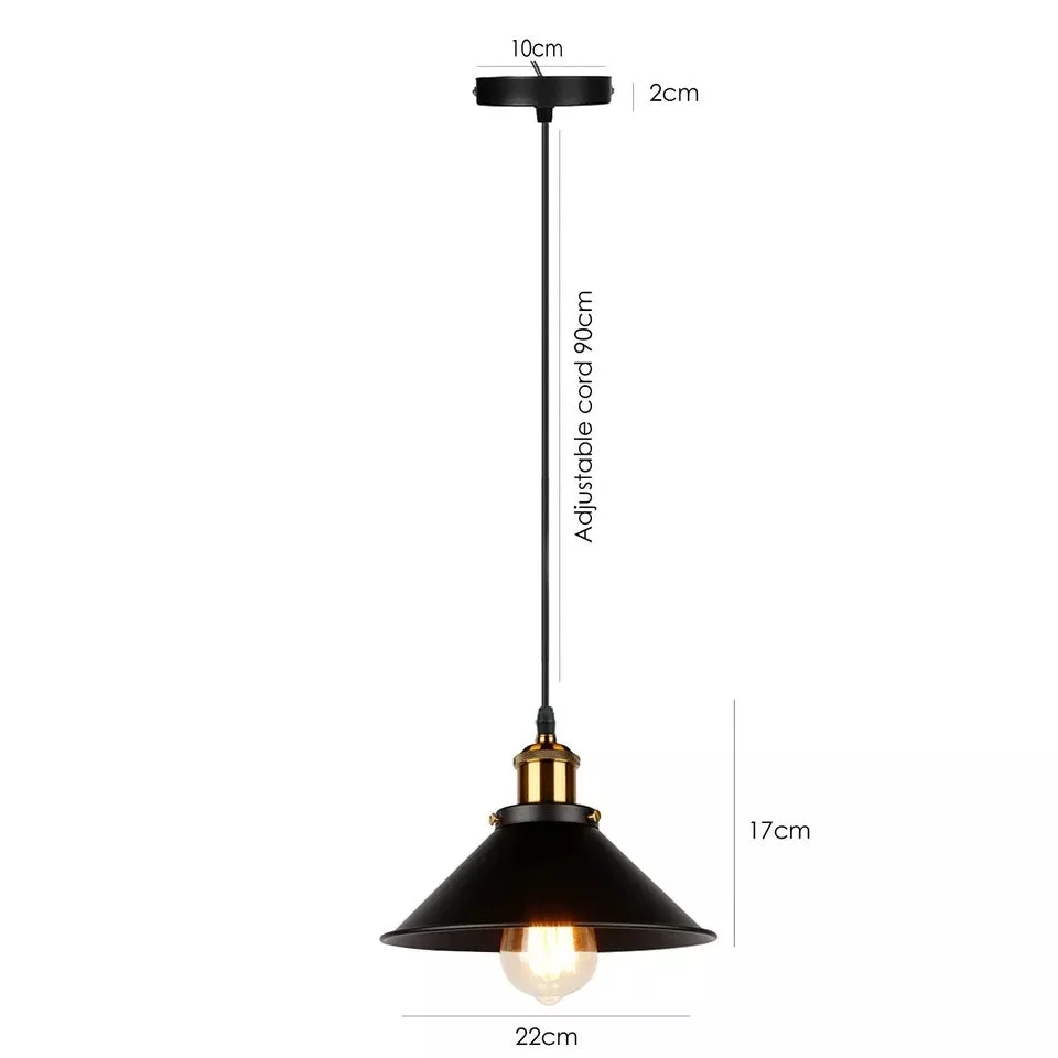 Modern black metal ceiling light pendant with adjustable rod and single bulb holder, ceiling mounted design