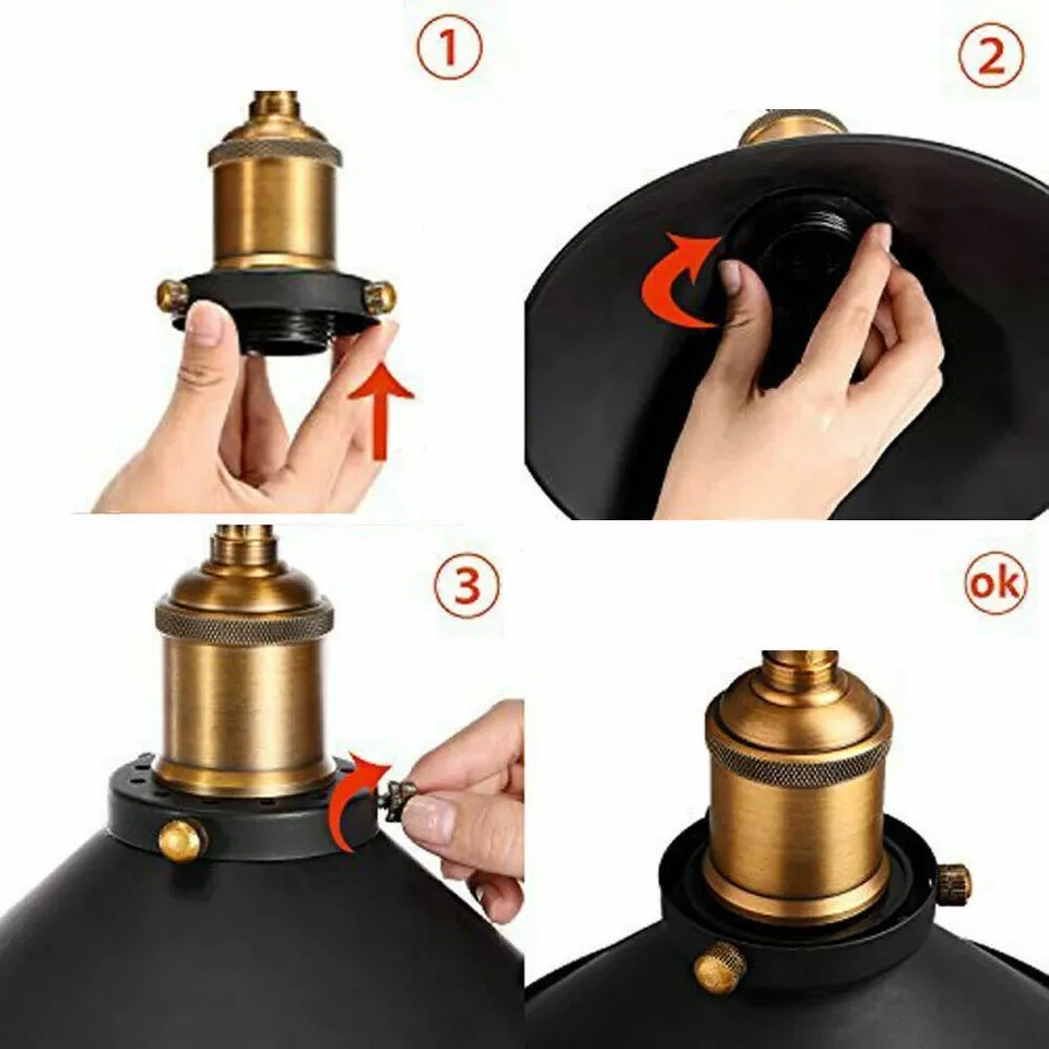 Modern black metal adjustable pendant indoor ceiling lighting with single E27 bulb socket, sleek refurbished design