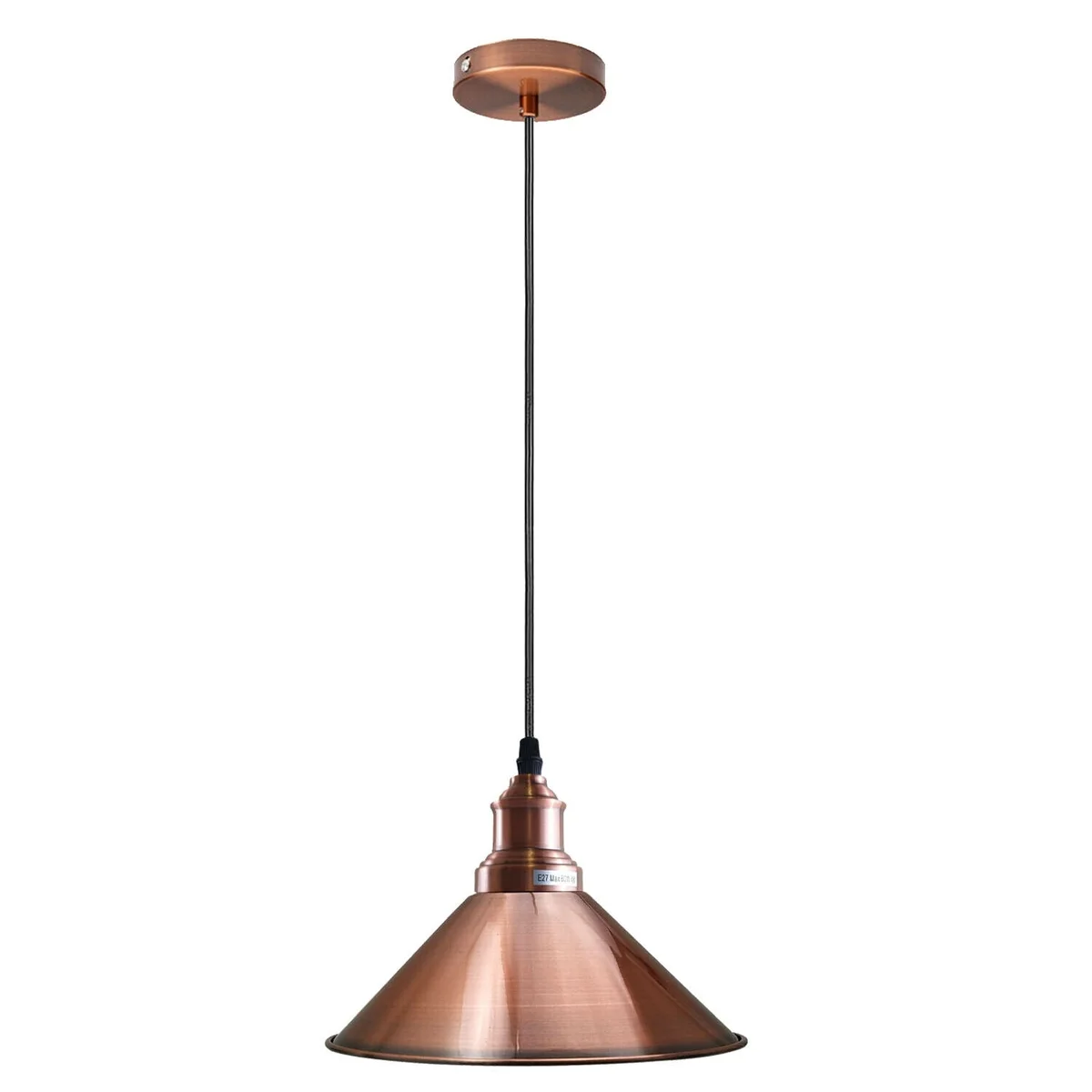 Refurbished industrial metal cone shade modern pendant light with minor scratches, ceiling mounted, single E27 bulb fitting