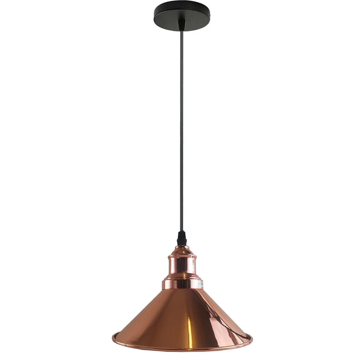 Industrial metal refurbished cone shade ceiling pendant light with E27 bulb pendant in modern style, minor scratches visible