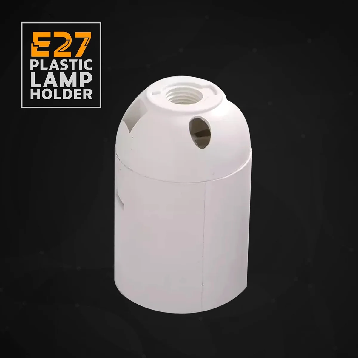White E27 bakelite lamp holder with vintage design, suitable for exposed Edison bulbs and fabric cables