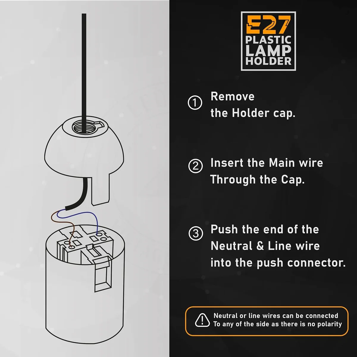 White E27 Bakelite industrial pendant lamp holder with vintage style, compatible with Edison filament bulbs and fabric cables