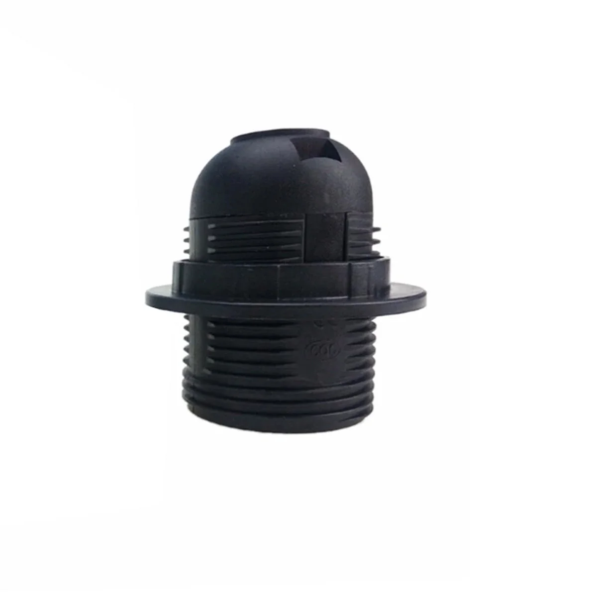 Black E27 lamp holder pendant socket with metal and heat-resistant plastic components, 58mm size, screw-in design