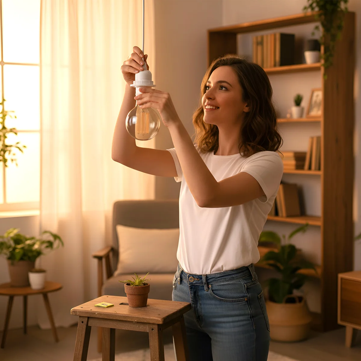 White E27 light bulb holder pendant socket with metal and heat-resistant plastic, vintage style, 58mm square base