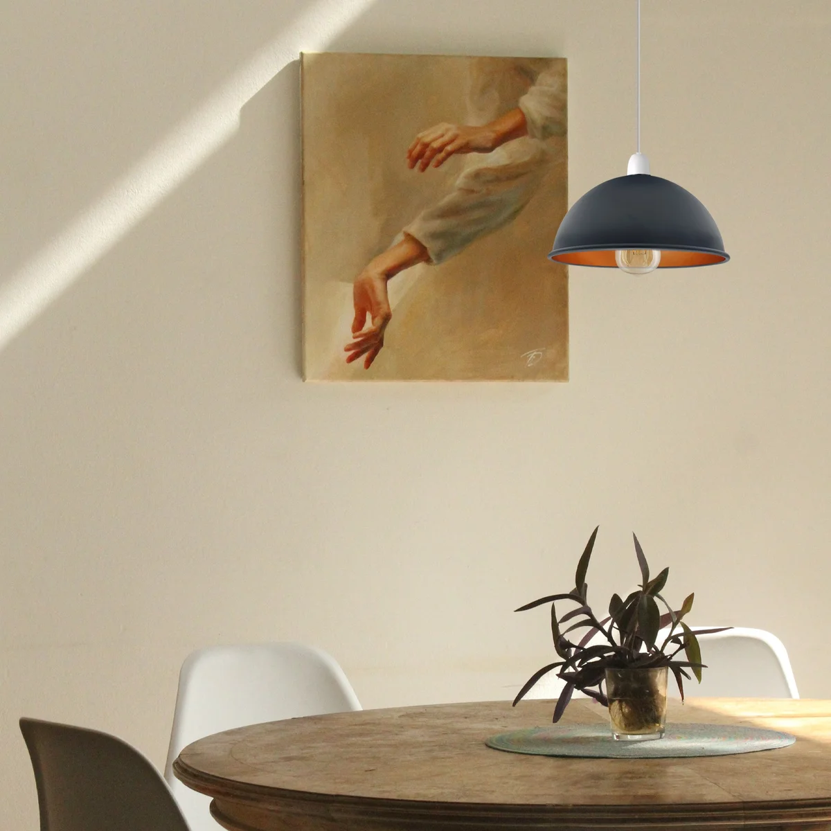 Retro metal dome lampshade in vintage style, easy fit design, 21cm wide, refurbished with minor imperfections visible