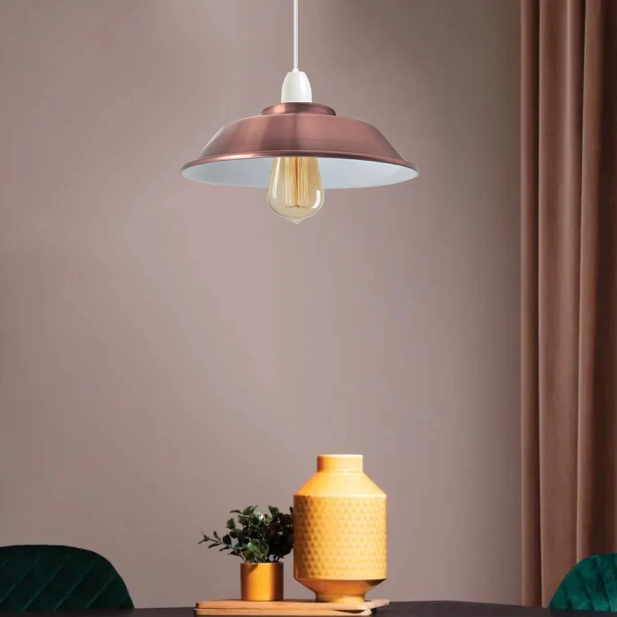 Retro style metal ceiling lamp shade in silver with easy fit design, 22cm diameter, for indoor pendant lighting