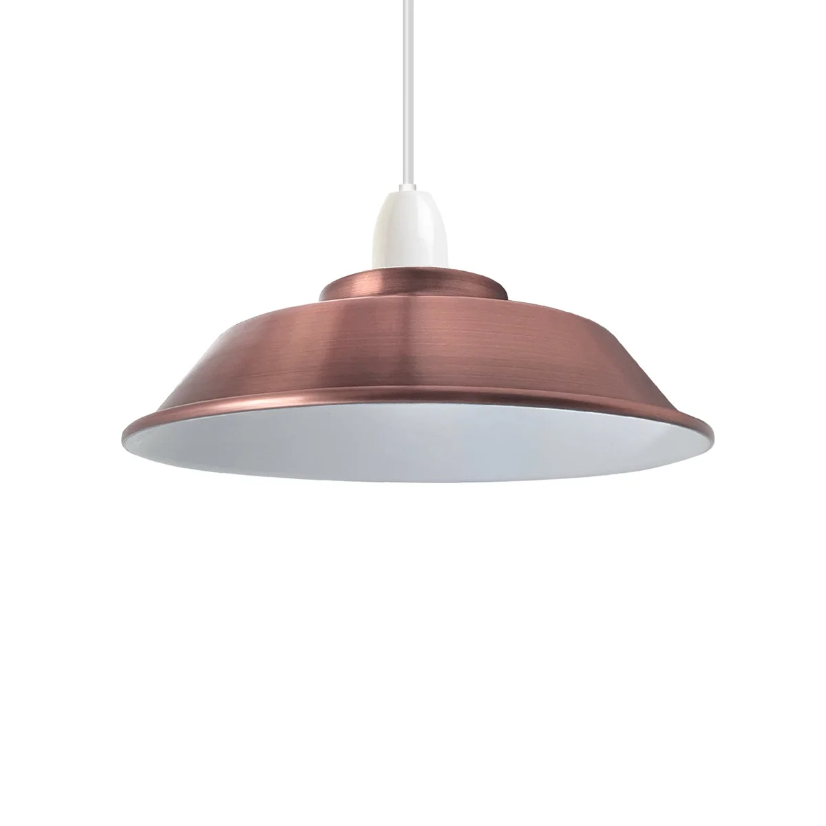 Retro style metal easy fit lamp shade in silver finish, 22cm diameter, designed for ceiling pendant lighting