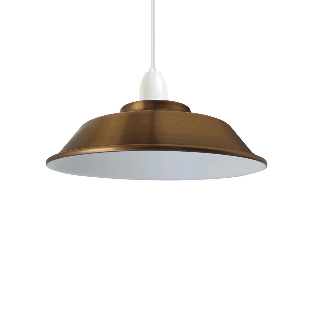 Retro metal lampshade in silver finish with easy fit design, 22cm wide, shown from side angle against white background