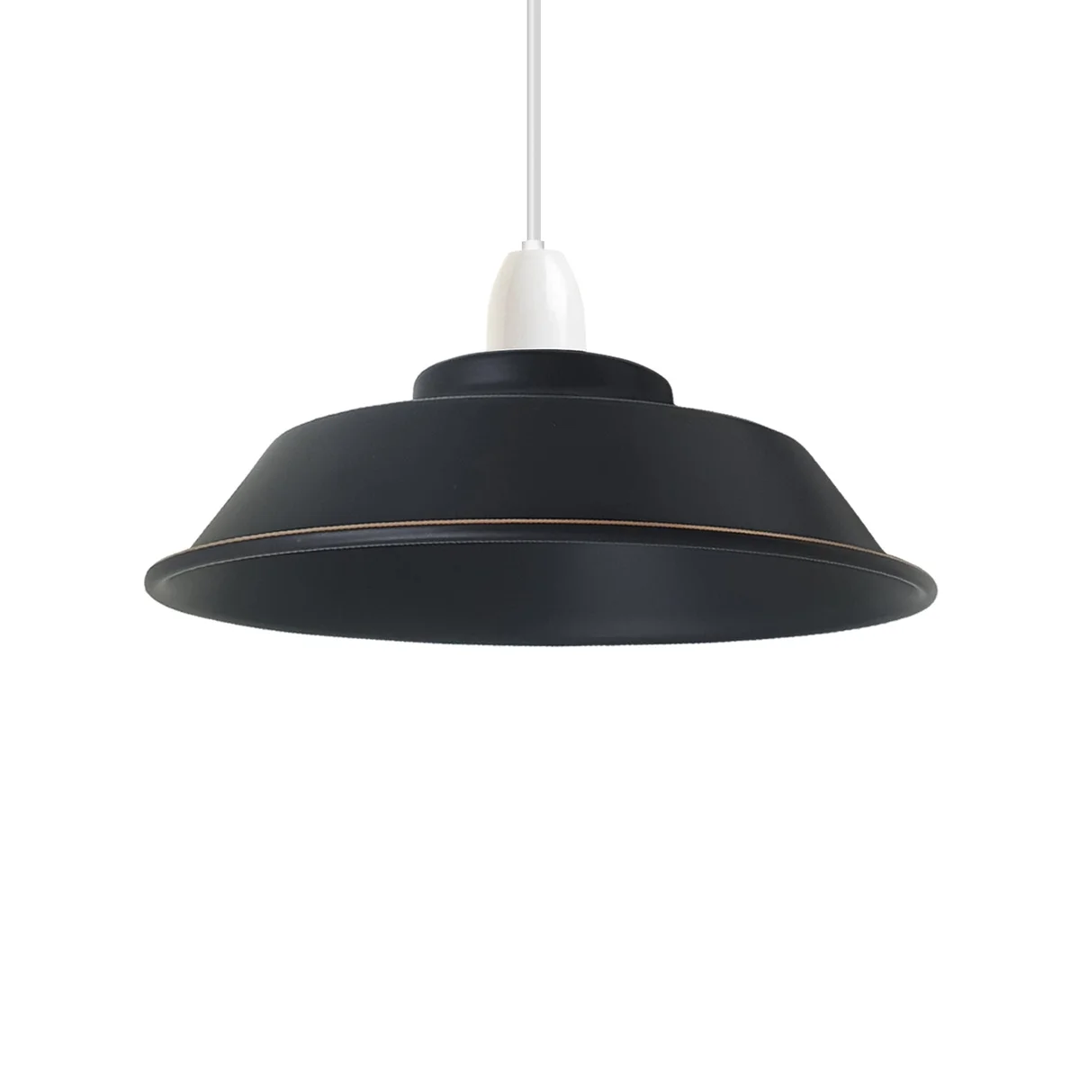 Refurbished lamp shade in retro metal design, easy fit ceiling pendant, 22cm diameter, with minor surface scuffs visible